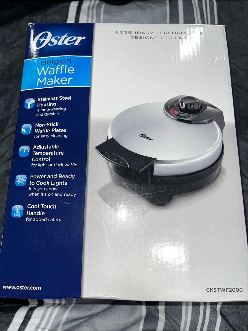Oster Belgian Waffle Maker in Silver and Black